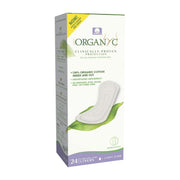 Organyc flat panty liner packaging showing discreet travel friendly design