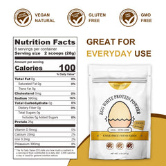Orgnisulmte egg white powder sealed pouch highlighting freshness and easy storage