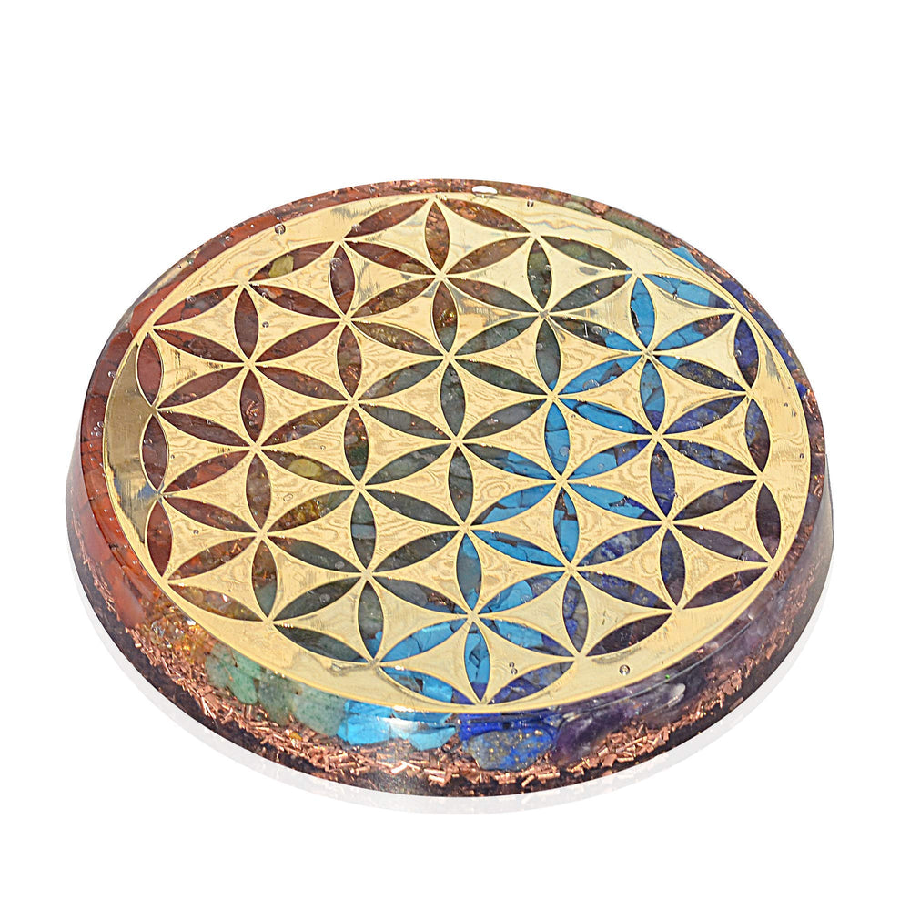Orgonite Crystal Water Charging Plate with Flower of Life design promotes balanced energy in your space.