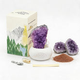 Ori Energy amethyst crystal set on bedroom desk for calm decor.