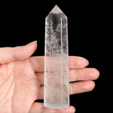 Orientrea Clear Quartz Wand close-up showing facets for meditation focus.