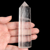 Orientrea Clear Quartz Wand closeup with six-facet tip highlighting calm rituals