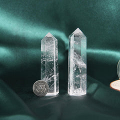 Orientrea Natural quartz wand held in hand feels smooth and comforting.