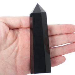Orientrea Obsidian Crystal Wand close-up highlighting six facets for grounding