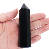 Orientrea Obsidian Wand close-up with polished six-facet tip for mindful touch and focus