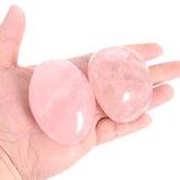 Orientrea Rose Quartz Palm Stone pair for calming touch and mindful relaxation.