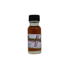 Original Botanica Crossing Oil bottle closeup supports ritual protection and focus.