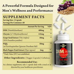 Orinthalixium DIM Men bottle back with ingredients and dosage details.