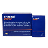 Orthomol Immun powder packet with water for easy daily immune support.