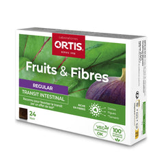 Ortis Fruits and Fibres Regular 24 cubes pack shot highlights convenient chew format for daily use.