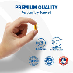 ORZAX Omega-3 packaging with non-GMO label and gluten-free claim.