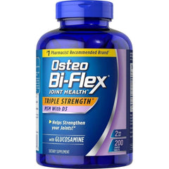 Osteo Bi-Flex bottle showcasing triple strength tablets for joint support.