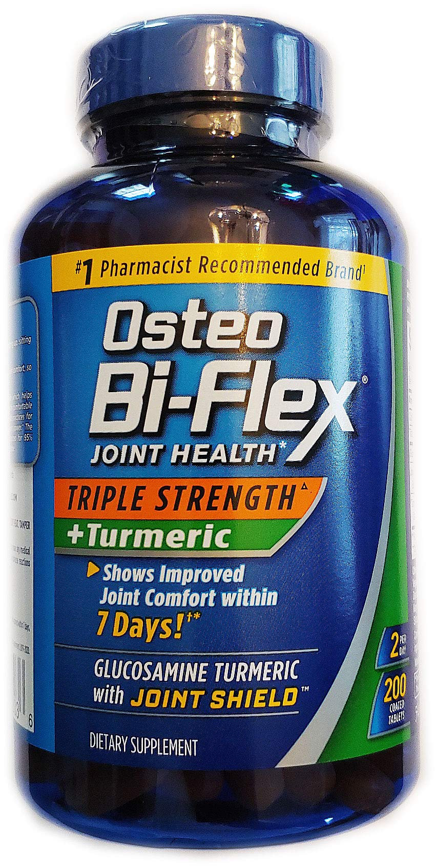 Osteo Bi-Flex bottle pour with triple strength turmeric supports joint comfort for everyday activity
