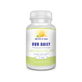 Our Daily Vites L-Methylfolate 1mg bottle front for easy on-the-go use.