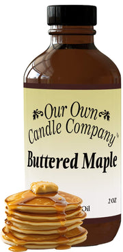 Our Own Candle Company Buttered Maple diffuser oil bottle offers a warm, inviting aroma.
