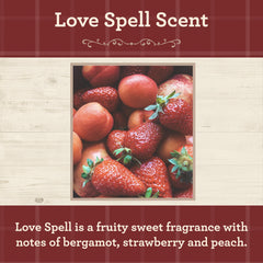 Our Own Candle Company Lovespell, fragancia bayas y florales para difusor, aroma suave.