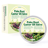Ourea Poke Root Castor Oil Salve packaging highlights vegan formulation for daily lymphatic support.