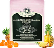 Oussiu Premium Feminine Balance Gummies bottle for convenient daily wellness support with pineapple flavor