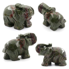 Ouubuuy Elephant pocket guardian figurine highlighting natural stone texture and energy