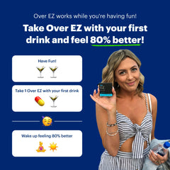 OVER EZ pill with time-release core supports steady nutrient delivery after drinking