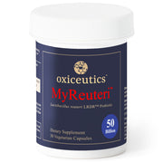 oxiceutics MyReuteri 50B CFU bottle front promotes gut balance and immune support
