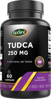 Oxify TUDCA 250 mg bottle front view for easy daily use.