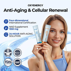 OxyEnergy nighttime stick poured for calm sleep and NAD⁺ renewal.
