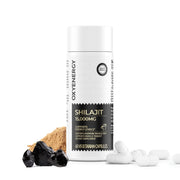 OxyEnergy Shilajit bottle front promotes a premium daily energy ritual.