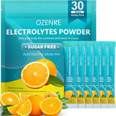 OZENKE orange electrolyte stick pack front view for on the go hydration