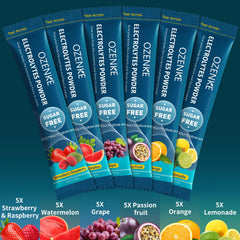 OZENKE grape electrolyte packets provide sugar-free hydration.