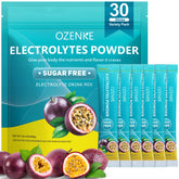 OZENKE Electrolytes Passion Fruit stick ready to dissolve for quick, sugar-free hydration.