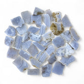 Pachamama Essentials Blue Lace Agate slab 40-55mm promotes calm focus during meditation.