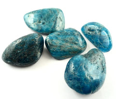 Pachamama Essentials Blue Apatite on wood evokes clarity and creative potential.
