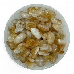 Pachamama Essentials Citrine tumbled stone round enhances focus and manifestation energy