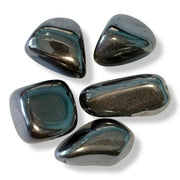 Pachamama Essentials hematite tumbled stone set for grounding and balance.