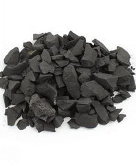Pachamama Essentials shungite chips 5-10mm, rough black stones for EMF protection near electronics.