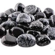 Pachamama Essentials Snowflake Obsidian tumbled stones, 20-25mm, for balance and focus.