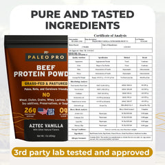 Paleo Pro 26G beef protein powder scoop showing convenient serving