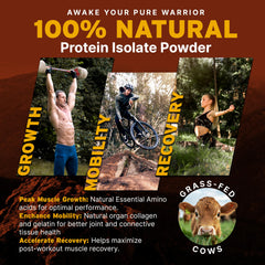 Paleo Pro grass fed beef protein powder tub with scoop for quick shakes