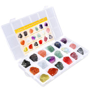 Pamonrueer 18-pcs raw crystals box contents display for meditation and decor