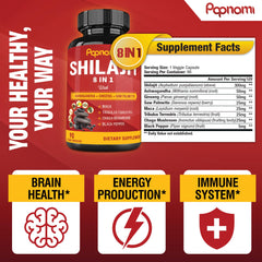 Papnami Himalayan Shilajit powder with scoop for convenient use.
