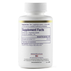 Paradise Herbs astragalus extract bottle shows non-GMO, gluten-free capsules for daily wellness
