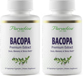 Paradise Herbs Bacopa Extract bottle and label, vegan and non-GMO