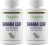 Paradise Herbs Banaba Leaf 12:1 bottle capsules close-up for daily wellness