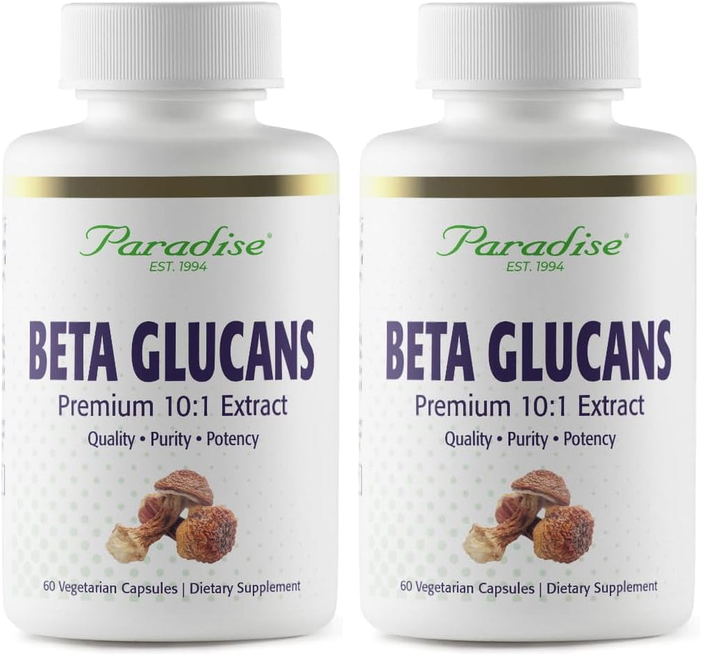 Paradise Herbs Beta Glucans bottle—vegan, gluten-free daily wellness