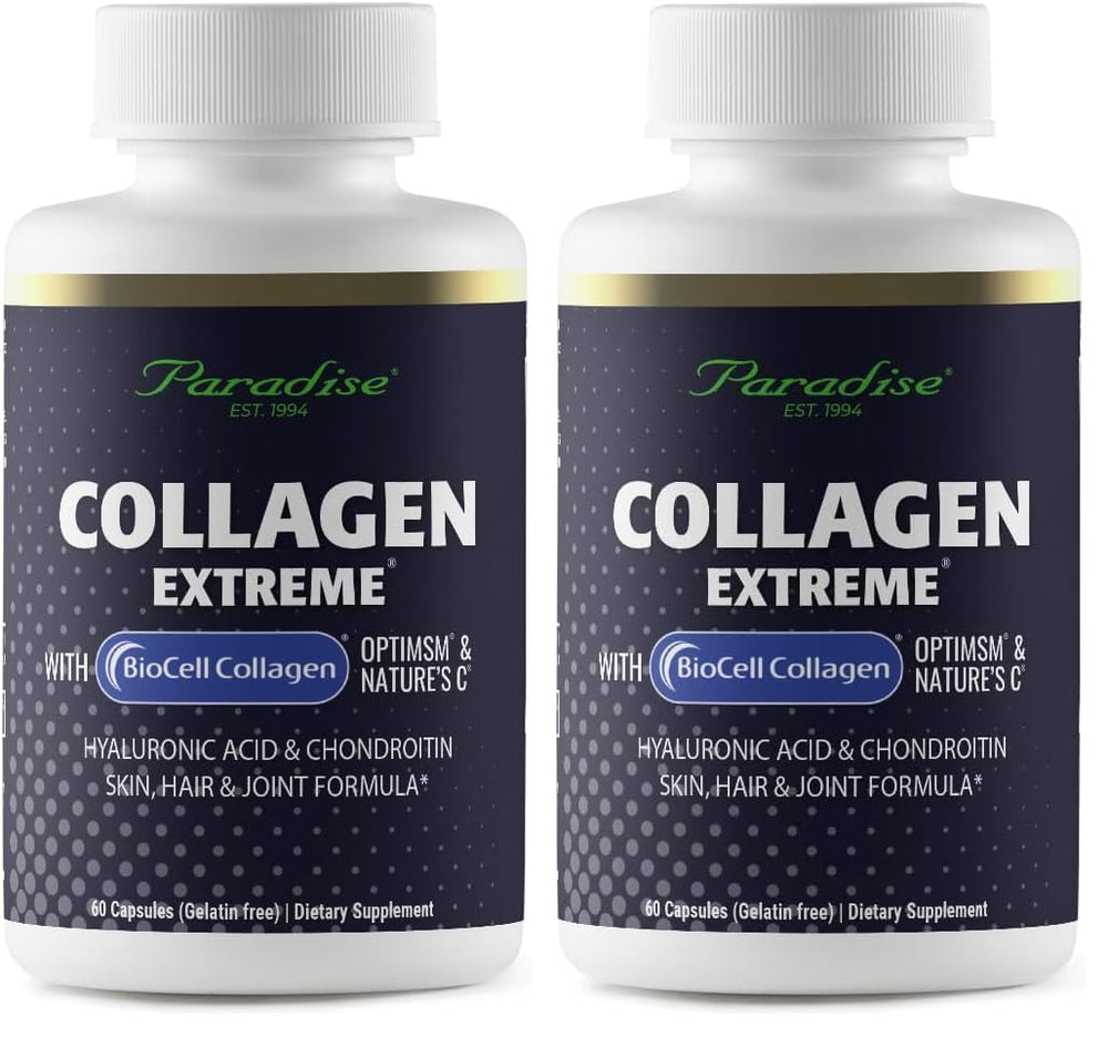 Paradise Herbs Collagen Extreme bottle pour; supports daily skincare and joint comfort.