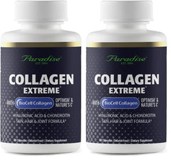 Paradise Herbs Collagen Extreme bottle pour; supports daily skincare and joint comfort.