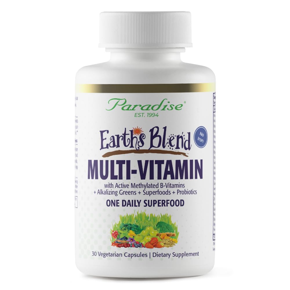 Paradise Herbs Earth's Blend bottle for daily men's multivitamin nutrition.