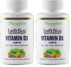 Paradise Herbs Earths Blend Vitamin D3 bottle front for daily bone and immune support.