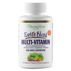 Paradise Herbs Earth's Blend women's multivitamin bottle supports daily nutrient intake.